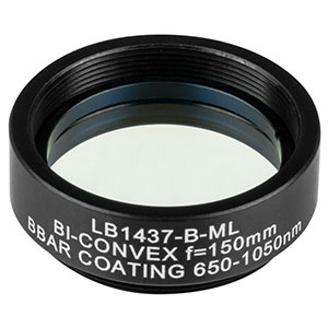 LB1437-B-ML - Mounted N-BK7 Bi-Convex Lens, Ø1in, f = 150.0 mm, ARC: 650-1050 nm