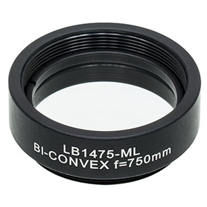 LB1475-ML - Mounted N-BK7 Bi-Convex Lens, Ø1in, f = 750.0 mm, Uncoated