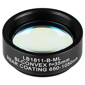 LB1811-B-ML - Mounted N-BK7 Bi-Convex Lens, Ø1in, f = 35.0 mm, ARC: 650-1050 nm