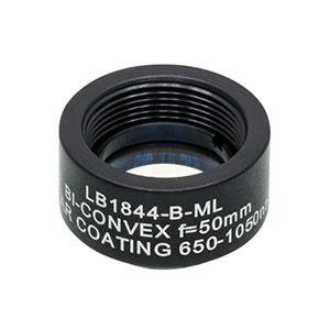 LB1844-B-ML - Mounted N-BK7 Bi-Convex Lens, Ø1/2in, f = 50.0 mm, ARC: 650-1050 nm