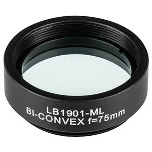 LB1901-ML - Mounted N-BK7 Bi-Convex Lens, Ø1in, f = 75.0 mm, Uncoated