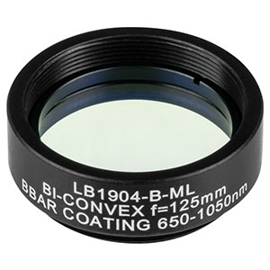 LB1904-B-ML - Mounted N-BK7 Bi-Convex Lens, Ø1in, f = 125.0 mm, ARC: 650 - 1050 nm