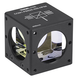 CCM1-PBS25-405-HP/M - 30 mm Cage-Cube-Mounted, High-Power, Polarizing Beamsplitter Cube, 405 nm, M4 Tap