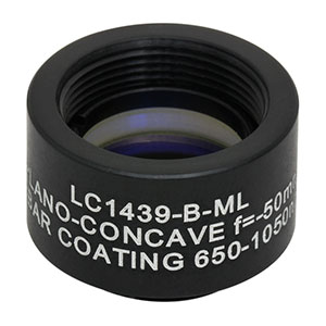 LC1439-B-ML - Ø1/2in N-BK7 Plano-Concave Lens, SM05-Threaded Mount, f = -50.0 mm, ARC: 650-1050 nm