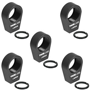 LMR05-P5 - Lens Mount with Retaining Ring for Ø1/2in Optics, 8-32 Tap, 5 Pack