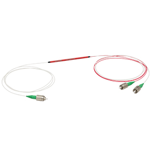 TW1064R1A1A - 1x2 Wideband Fiber Optic Coupler, 1064 ± 100 nm, 0.14 NA, 99:1 Split, FC/APC