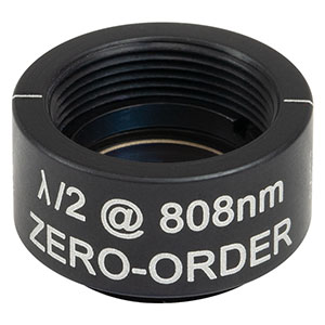 WPHSM05-808 - Ø1/2in Zero-Order Half-Wave Plate, SM05-Threaded Mount 808 nm