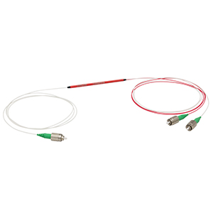 TW2000R5A1B - 1x2 Wideband Fiber Optic Coupler, 2000 ± 200 nm, 50:50 Split, SMF-28 Fiber, FC/APC