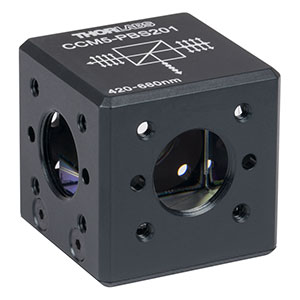 CCM5-PBS201 - 16 mm Cage-Cube-Mounted Polarizing Beamsplitter Cube, 420-680 nm, 8-32 Tap