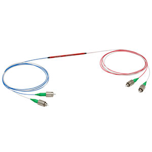 TN1064R3A2A - 2x2 Narrowband Fiber Optic Coupler, 1064 ± 15 nm, 0.14 NA, 75:25 Split, FC/APC Connectors