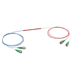 TN1064R2A2B - 2x2 Narrowband Fiber Optic Coupler, 1064 ± 15 nm, 0.22 NA, 90:10 Split, FC/APC Connectors
