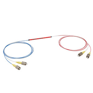 TN632R2F2 - 2x2 Narrowband Fiber Optic Coupler, 632 ± 15 nm, 90:10 Split, FC/PC Connectors