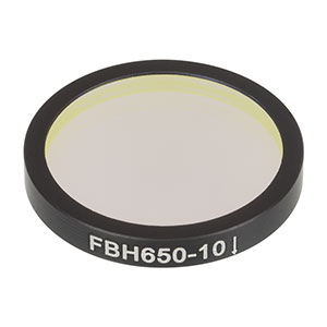 FBH650-10 - Hard-Coated Bandpass Filter, Ø25 mm, CWL = 650 nm, FWHM = 10 nm