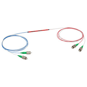 TN980R3A2B - 2x2 Narrowband Fiber Optic Coupler, 980 ± 15 nm, 0.22 NA, 75:25 Split, FC/APC Connectors