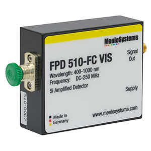 FPD510-FC-VIS - Si Fixed Gain, High Sensitivity PIN Amplified Detector, 400 to 1000 nm, DC - 250 MHz