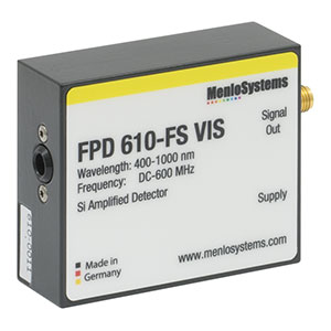 FPD610-FS-VIS - Si Fixed Gain, High Sensitivity PIN Detector, 400 - 1000 nm, 600 MHz BW, 0.13 mm², M4 Tap