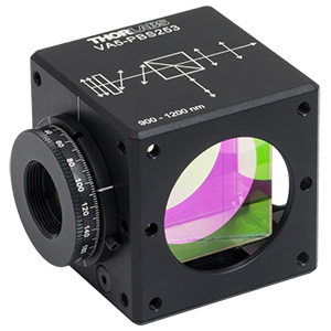 VA5-PBS253 - 30 mm Cage Cube-Mounted Variable Beamsplitter for 900 - 1200 nm, 8-32 Tap