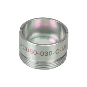 AC080-030-C-ML - f=30 mm, Ø8 mm Achromatic Doublet, M12x0.5 Threaded Mount, ARC: 1050-1700 nm