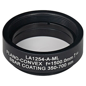 LA1254-A-ML - Ø1in N-BK7 Plano-Convex Lens, SM1-Threaded Mount, f = 1500 mm, ARC: 350-700 nm