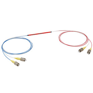 TN980R2F2A - 2x2 Narrowband Fiber Optic Coupler, 980 ± 15 nm, 0.14 NA, 90:10 Split, FC/PC Connectors