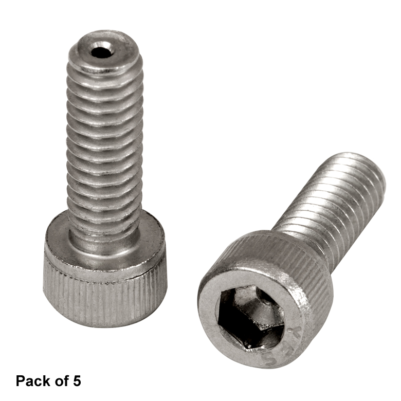 SH8S050V - 8-32 Vacuum-Compatible Vented Cap Screw, 316 Stainless Steel, 1/2in Long, 5 Pack