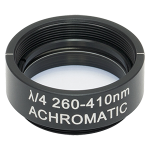 AQWP10M-340 - Ø1in Mounted Quartz Zero-Order Achromatic Quarter-Wave Plate, SM1-Threaded Mount, 260 - 410 nm