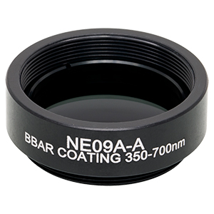NE09A-A - Ø25 mm Absorptive Neutral Density Filter, SM1-Threaded Mount, ARC: 350 - 700 nm, OD: 0.9