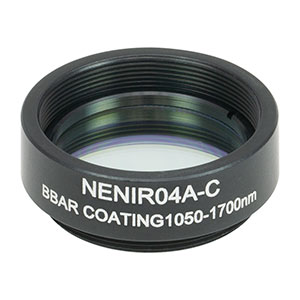 NENIR04A-C - Ø25 mm AR-Coated Absorptive Neutral Density Filter, SM1-Threaded Mount, 1050 - 1700 nm, OD: 0.4