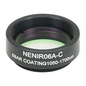 NENIR06A-C - Ø25 mm AR-Coated Absorptive Neutral Density Filter, SM1-Threaded Mount, 1050 - 1700 nm, OD: 0.6
