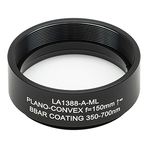 LA1388-A-ML - Ø1.5in N-BK7 Plano-Convex Lens, SM1.5-Threaded Mount, f = 150 mm, ARC: 350-700 nm