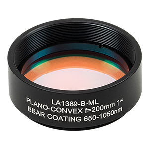 LA1389-B-ML - Ø1.5in N-BK7 Plano-Convex Lens, SM1.5-Threaded Mount, f = 200 mm, ARC: 650-1050 nm