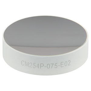CM254P-075-E02 - Ø1in Dielectric-Coated Concave Mirror, 400 - 750 nm, f = 75 mm, Back Side Polished