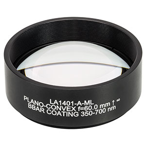 LA1401-A-ML - Ø2in N-BK7 Plano-Convex Lens, SM2-Threaded Mount, f = 60 mm, ARC: 350-700 nm