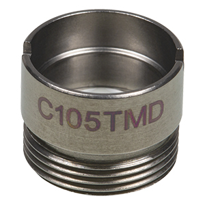 C105TMD - f= 5.5 mm, NA = 0.6, WD = 2.0 mm, DW = 633 nm, Mounted Aspheric Lens, Uncoated