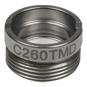 C260TMD - f= 15.3 mm, NA = 0.2, WD = 12.4 mm, DW = 780 nm, Mounted Aspheric Lens, Uncoated