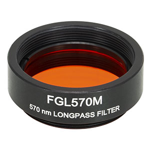FGL570M - Ø25 mm OG570 Colored Glass Filter, SM1-Threaded Mount, 570 nm Longpass
