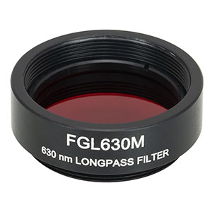 FGL630M - Ø25 mm RG630 Colored Glass Filter, SM1-Threaded Mount, 630 nm Longpass