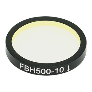 FBH500-10 - Premium Bandpass Filter, Ø25 mm, CWL = 500 nm, FWHM = 10 nm