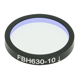 FBH630-10 - Hard-Coated Bandpass Filter, Ø25 mm, CWL = 630 nm, FWHM = 10 nm