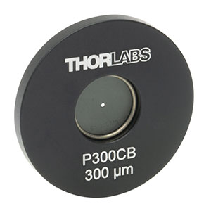 P300CB - Ø1in Mounted Pinhole, 300 ± 8 µm Pinhole Diameter, Gold-Plated Copper