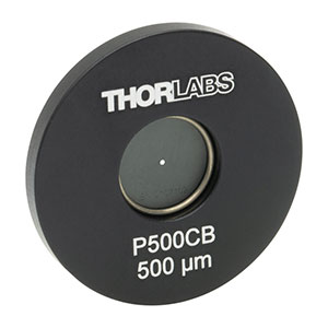 P500CB - Ø1in Mounted Pinhole, 500 ± 10 µm Pinhole Diameter, Gold-Plated Copper