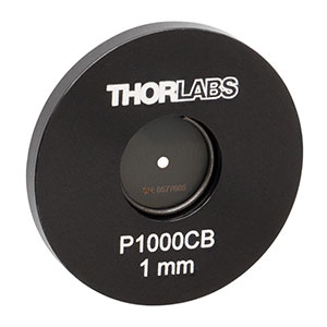 P1000CB - Ø1in Mounted Pinhole, 1000 ± 10 µm Pinhole Diameter, Gold-Plated Copper