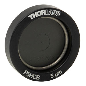 P5HCB - Ø1/2in Mounted Pinhole, 5 ± 1 µm Pinhole Diameter, Gold-Plated Copper