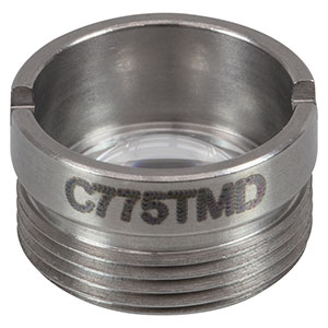 C775TMD - f = 4.0 mm, NA = 0.60, WD = 1.5 mm, DW = 408 nm, Mounted Aspheric Lens, Uncoated