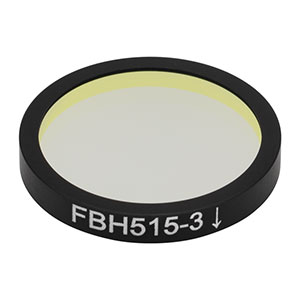 FBH515-3 - Hard-Coated Bandpass Filter, Ø25 mm, CWL = 514.5 nm, FWHM = 3 nm