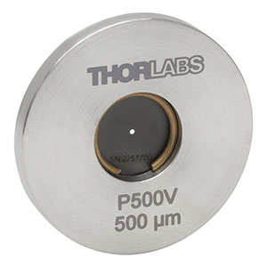 P500V - Ø1in Mounted Pinhole, 500 ± 10 µm Pinhole Diameter, Stainless Steel, Vacuum Compatible