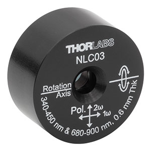 NLC03 - Ø1in Mounted β-BBO Crystal, 0.60 mm Thick, θ = 30.5°, 680 - 900 nm Fund., 340 - 450 nm SHG