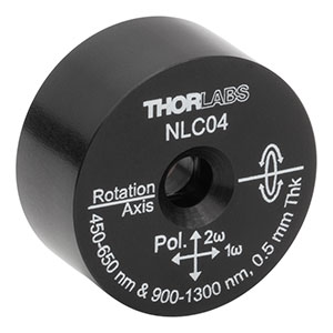 NLC04 - Ø1in Mounted β-BBO Crystal, 0.50 mm Thick, θ = 23.3°, 900 - 1300 nm Fund., 450 - 650 nm SHG