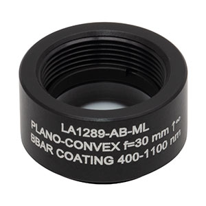 LA1289-AB-ML - Ø1/2in N-BK7 Plano-Convex Lens, SM05-Threaded Mount, f = 30 mm, ARC: 400-1100 nm