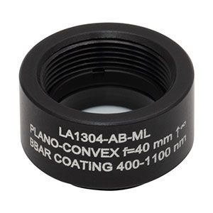 LA1304-AB-ML - Ø1/2in N-BK7 Plano-Convex Lens, SM05-Threaded Mount, f = 40 mm, ARC: 400-1100 nm